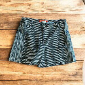 Cartonnier Anthropologie Shorts Knit Buttoned Sides Brown Sz 4 Boho Print